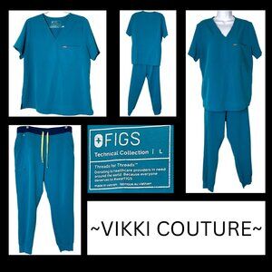 Figs Scrub Set Top + Pants High Tech Size L 5 Pockets Total